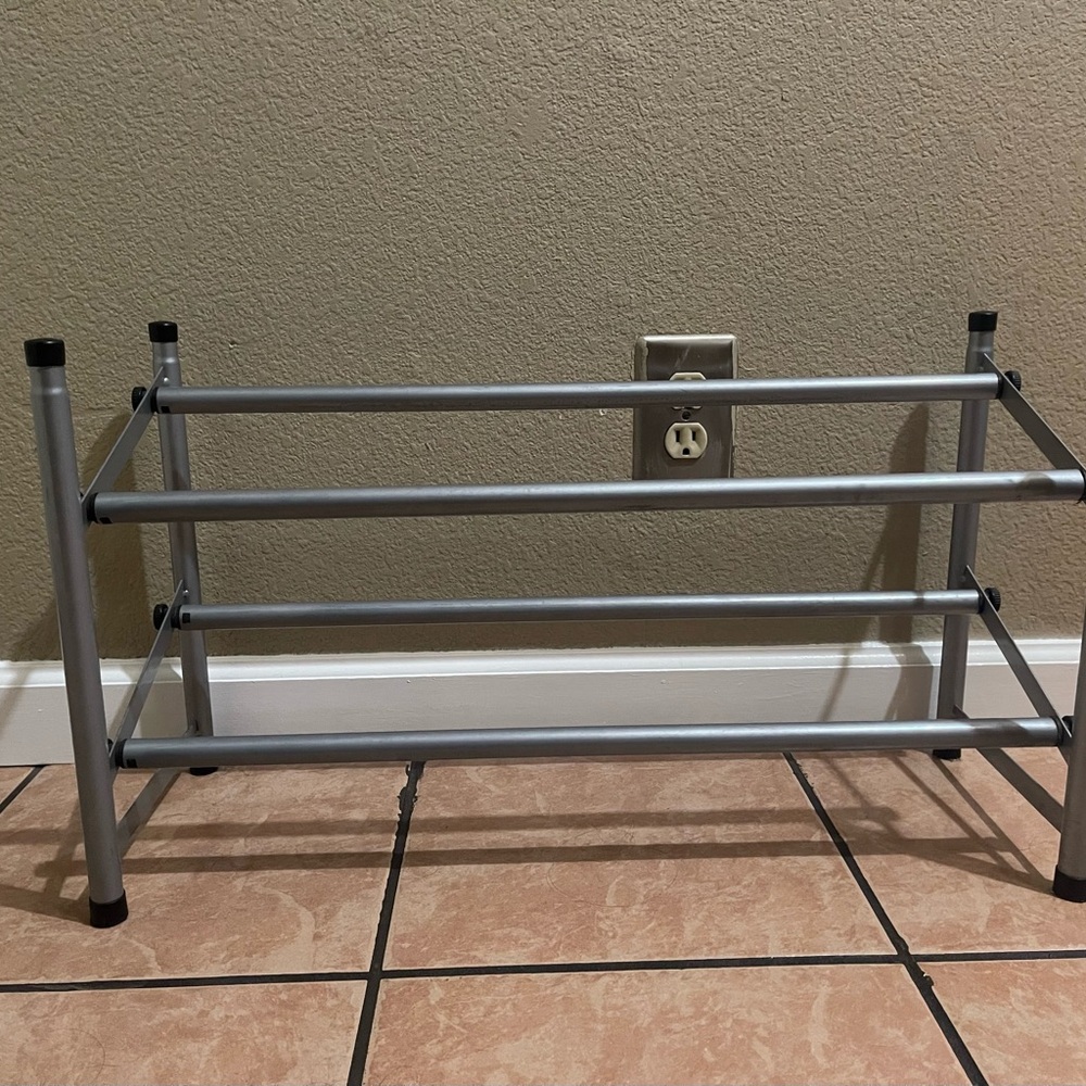 Silver 2-Tier Metal Shoe Rack